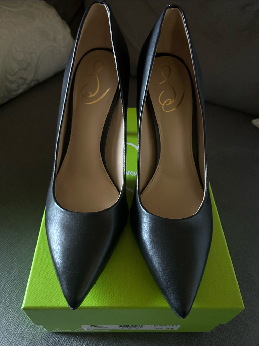 Sam Edelman Black Leather Pointed-Toe Stiletto Pumps - Picture 6 of 7